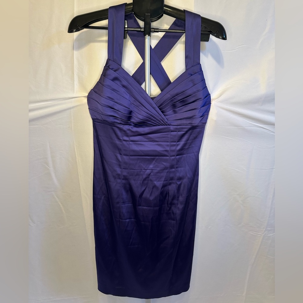 Calvin Klein Cross Strap Dress in Deep Purple
